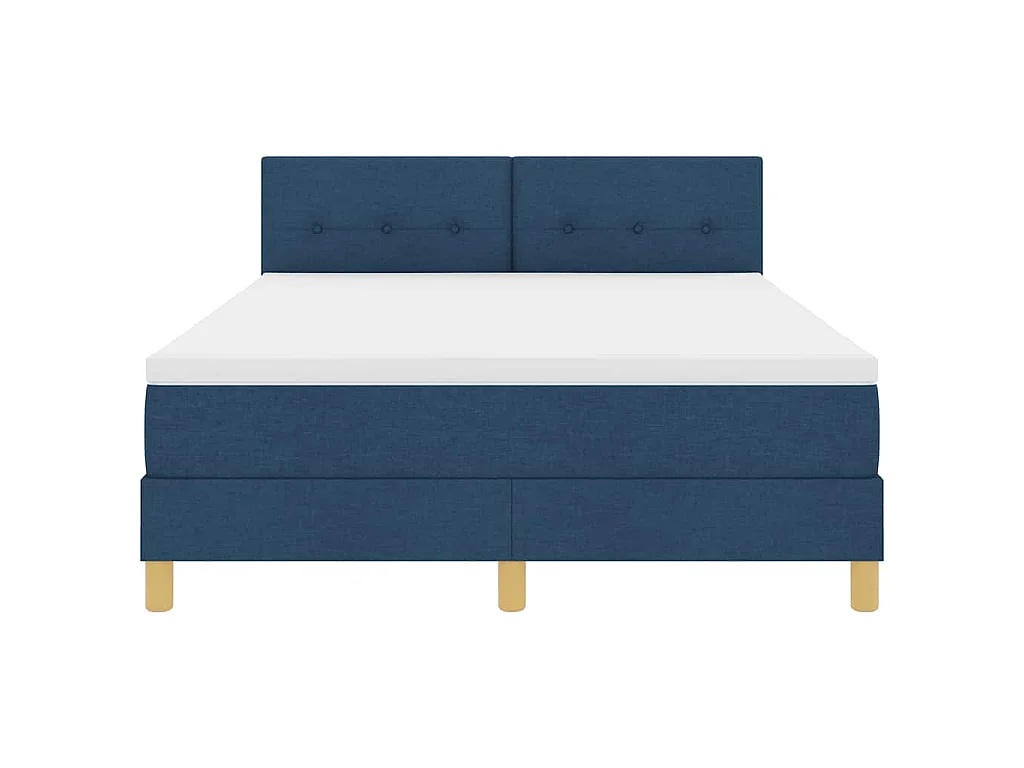 Cama Box com almofada com cabeceira Azul 140 x 190 cm tecido