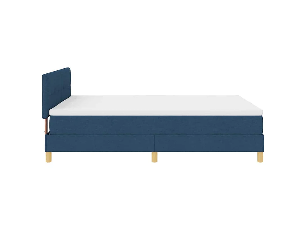 Cama Box com almofada com cabeceira Azul 140 x 190 cm tecido
