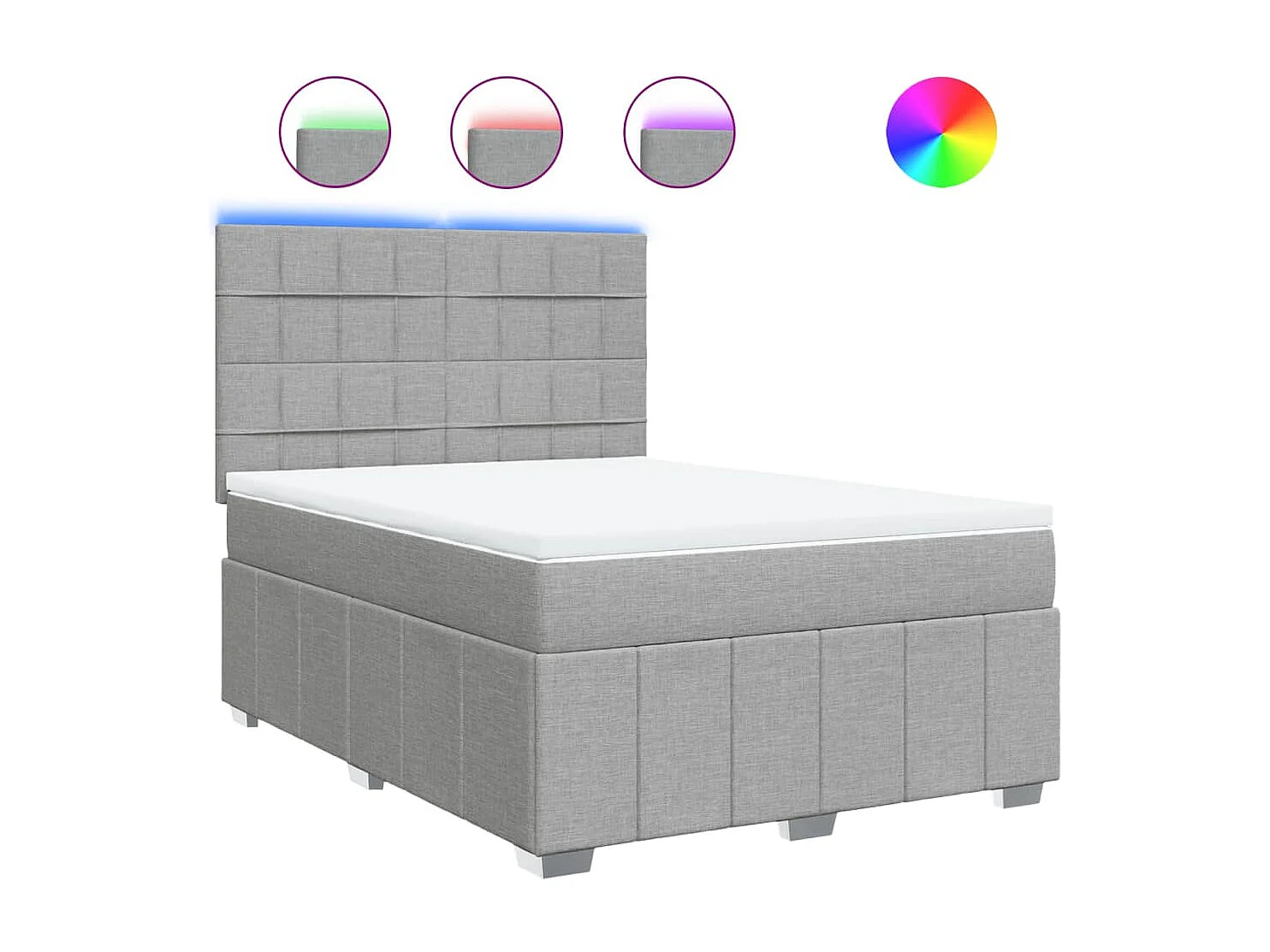 Cama box spring con colchón tela gris claro 160x200 cm