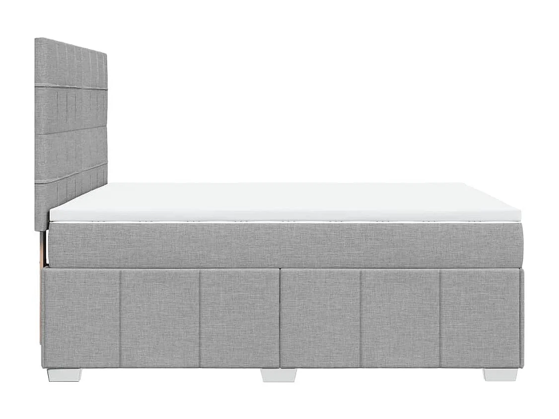 Cama box spring con colchón tela gris claro 160x200 cm