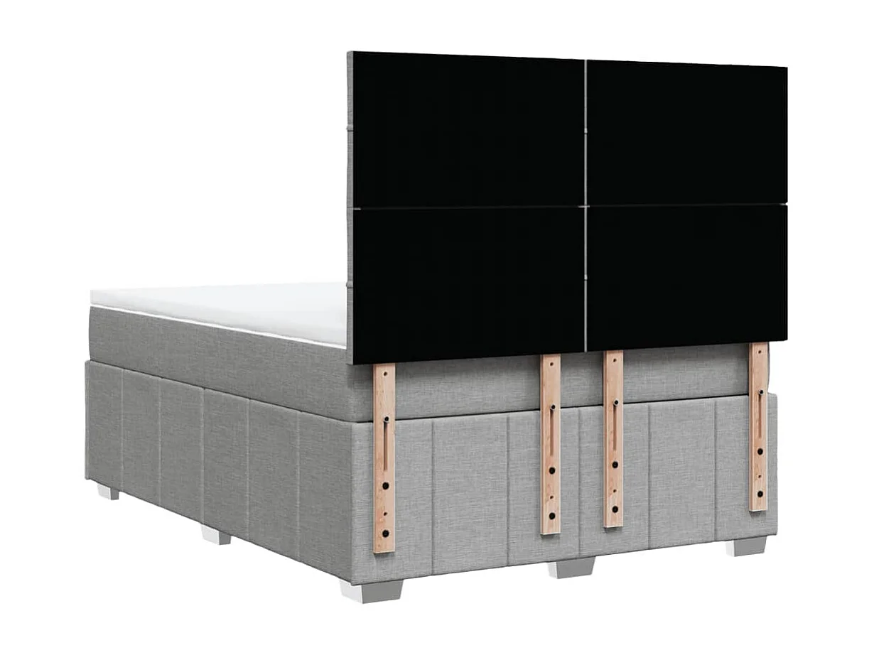 Cama box spring con colchón tela gris claro 160x200 cm