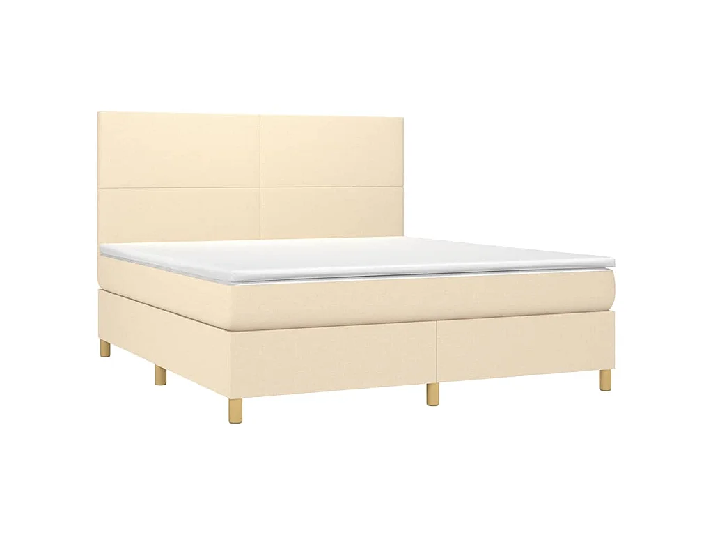Boxspring met matras en LED stof crèmekleurig 180x200 cm