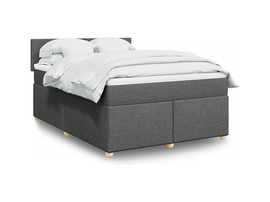 Sommier à lattes de lit avec matelas Gris foncé 140x200cm Tissu