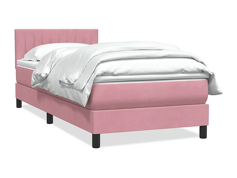 Boxspring met matras fluweel roze 90x220 cm
