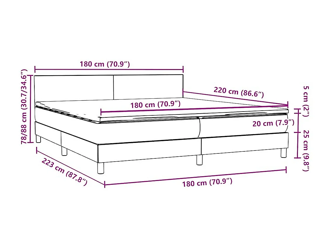 Boxspring met matras fluweel donkergroen 180x220 cm