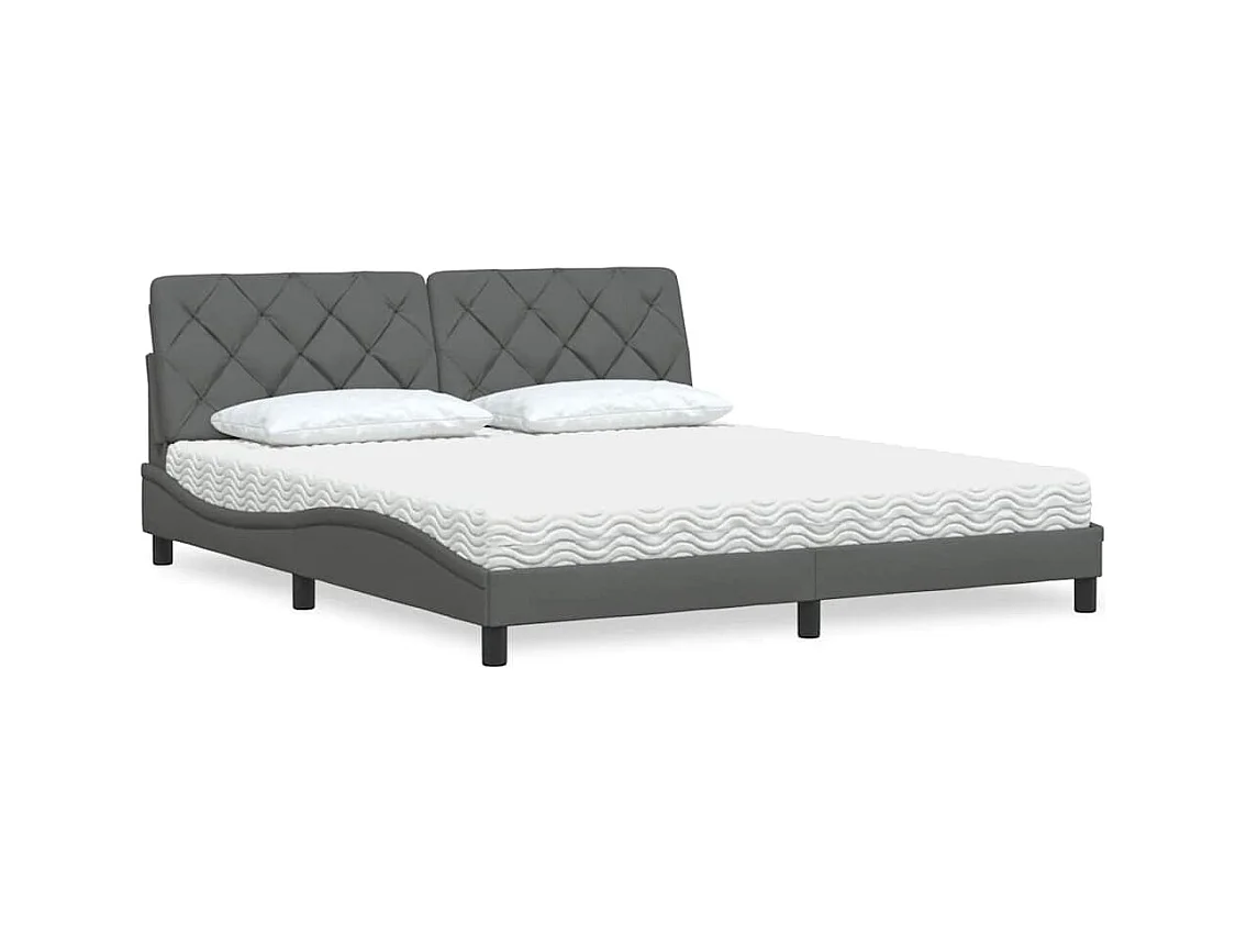 Lit avec matelas gris foncé 180x200 cm tissu