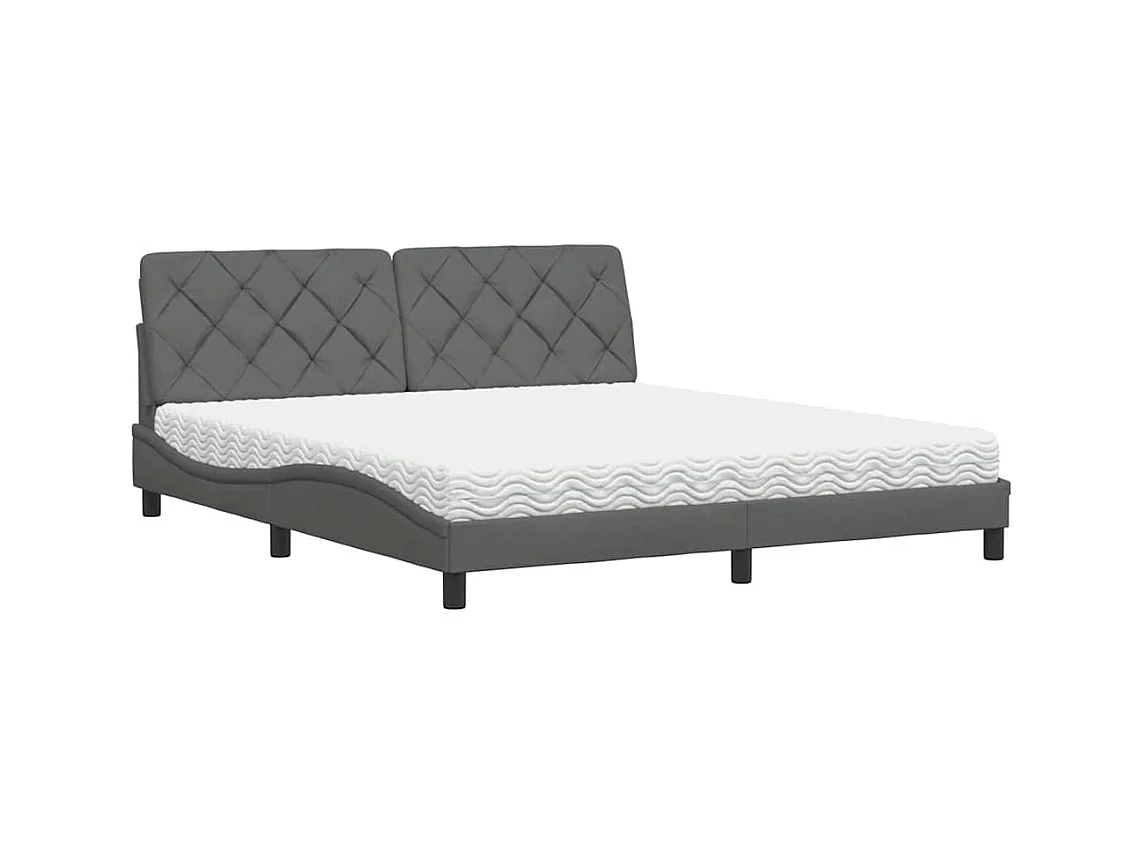 Lit avec matelas gris foncé 180x200 cm tissu