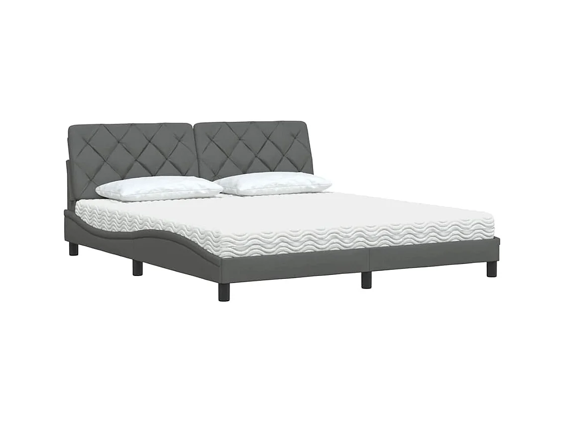 Lit avec matelas gris foncé 180x200 cm tissu