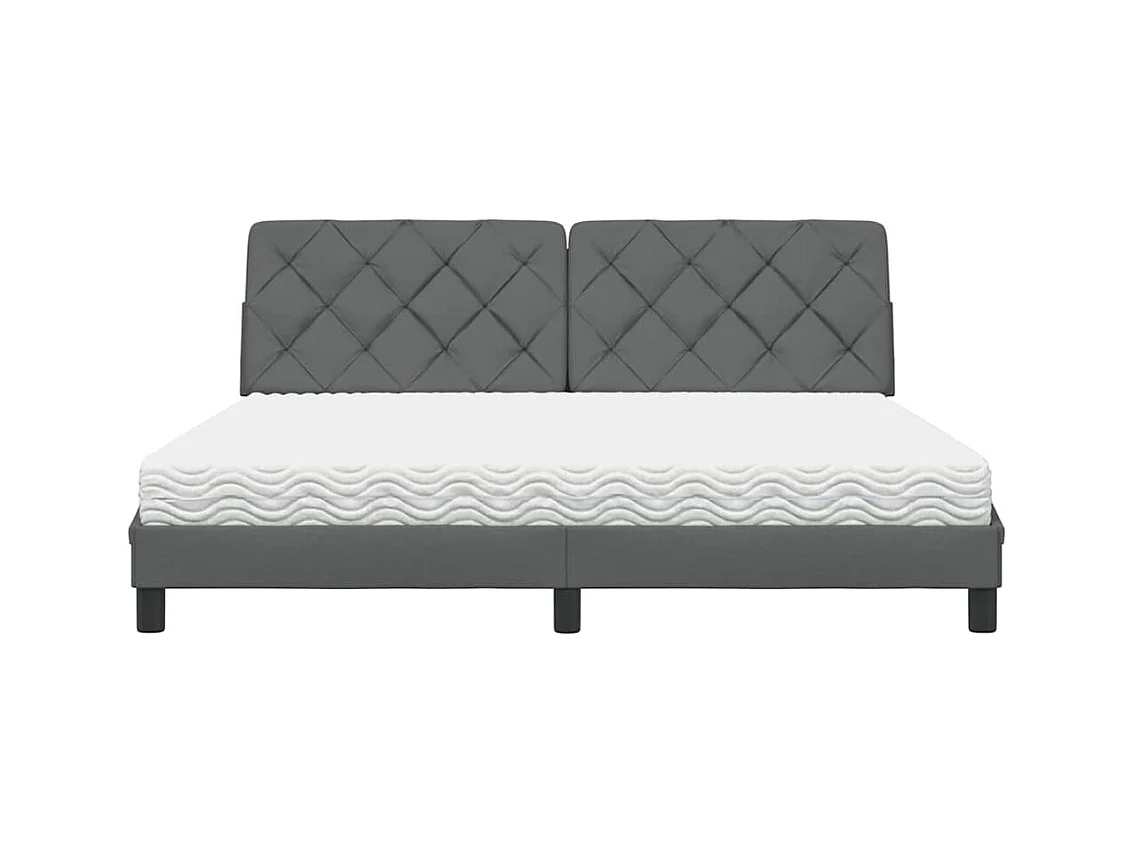 Lit avec matelas gris foncé 180x200 cm tissu