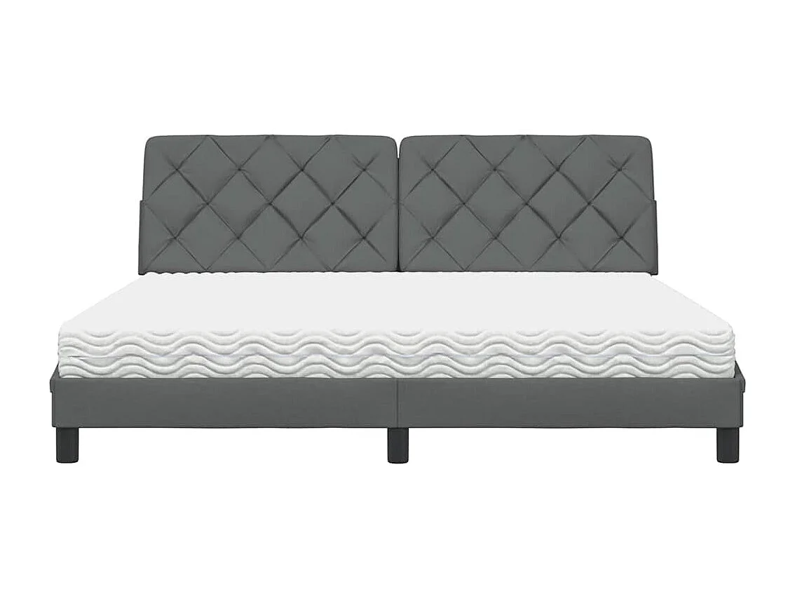 Letto con Materasso Grigio Scuro 180x200 cm Tessuto