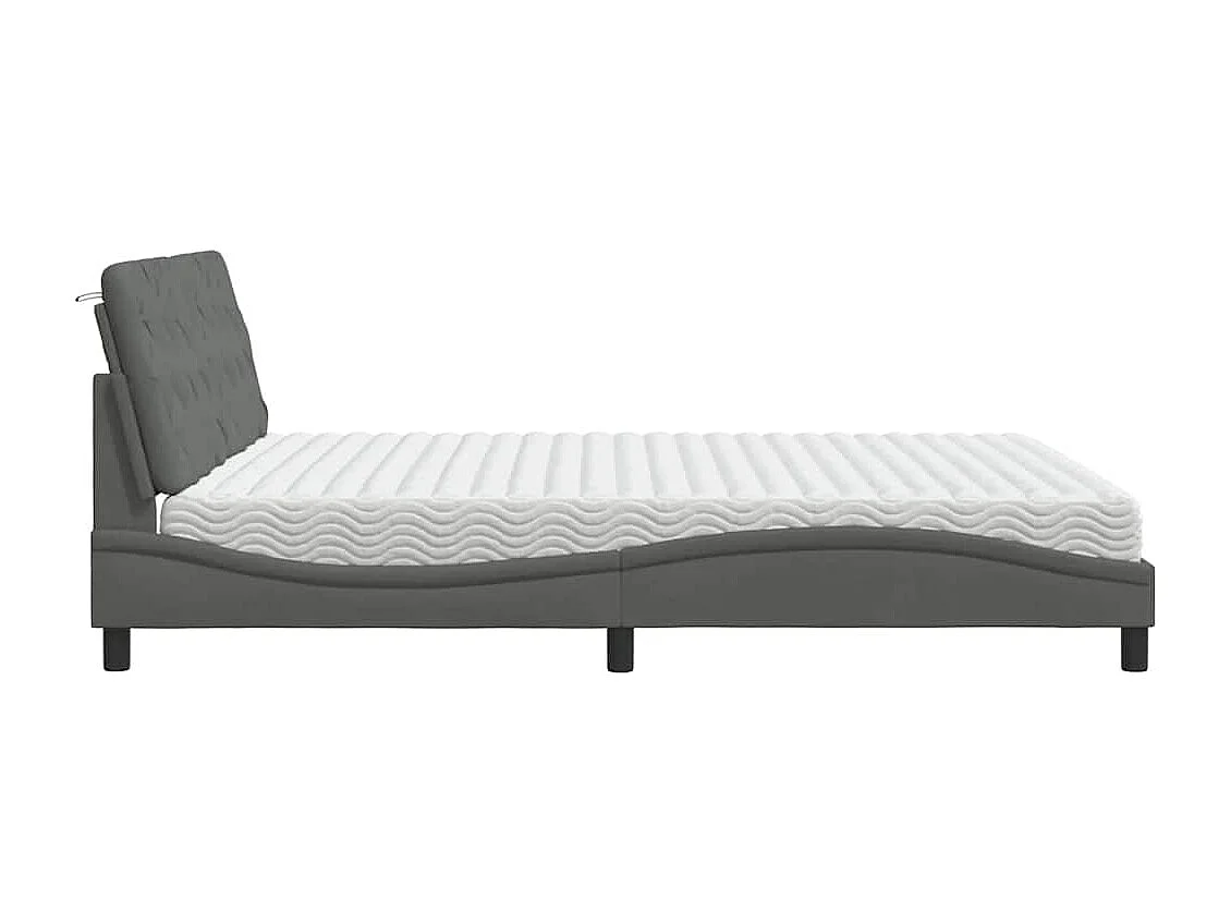 Letto con Materasso Grigio Scuro 180x200 cm Tessuto