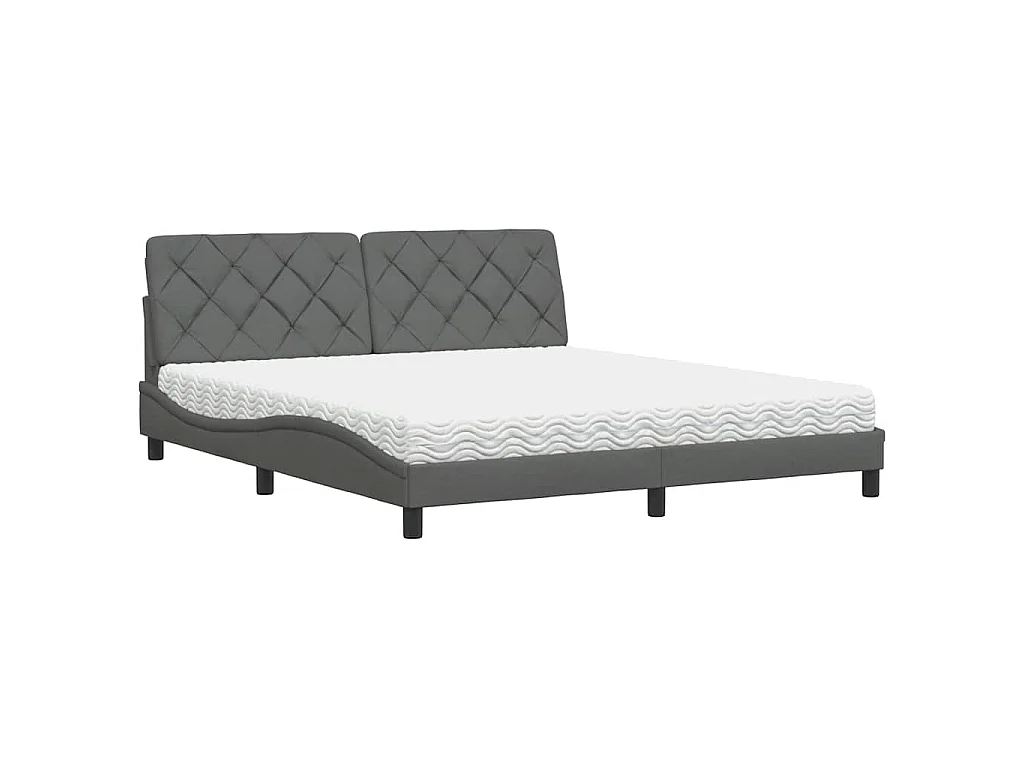 Letto con Materasso Grigio Scuro 180x200 cm Tessuto