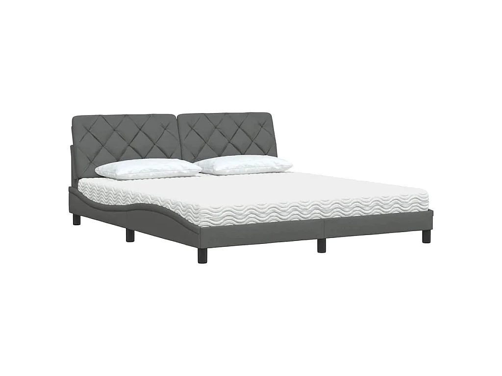Letto con Materasso Grigio Scuro 180x200 cm Tessuto