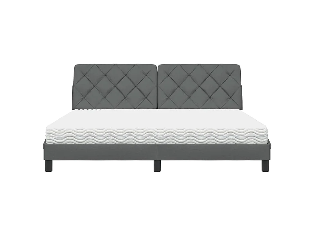Letto con Materasso Grigio Scuro 180x200 cm Tessuto