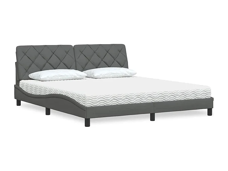 Bett mit Matratze Dunkelgrau 180x200 cm Stoff