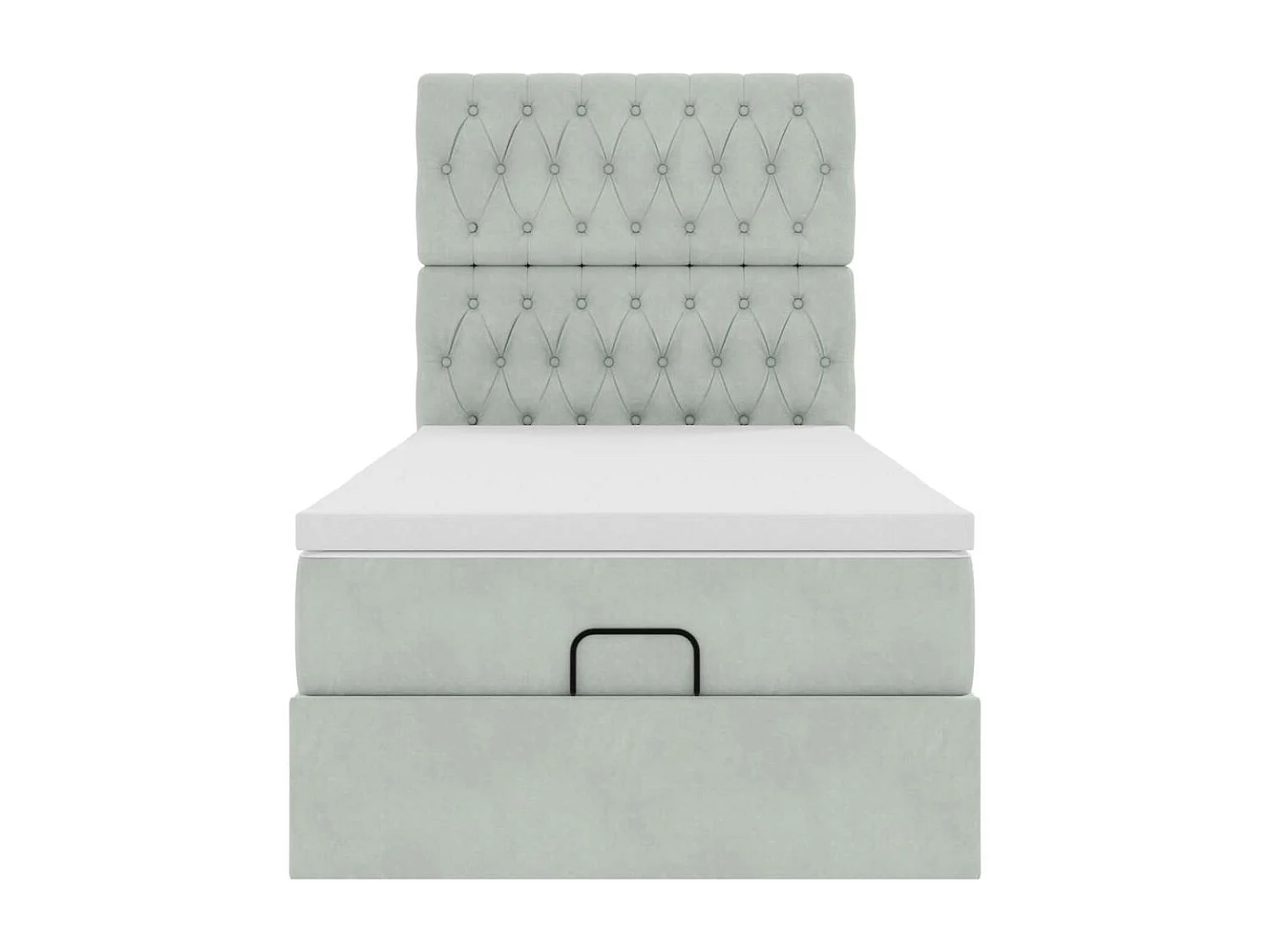 Cadre de lit ottoman et matelas gris clair 100x200 cm velours