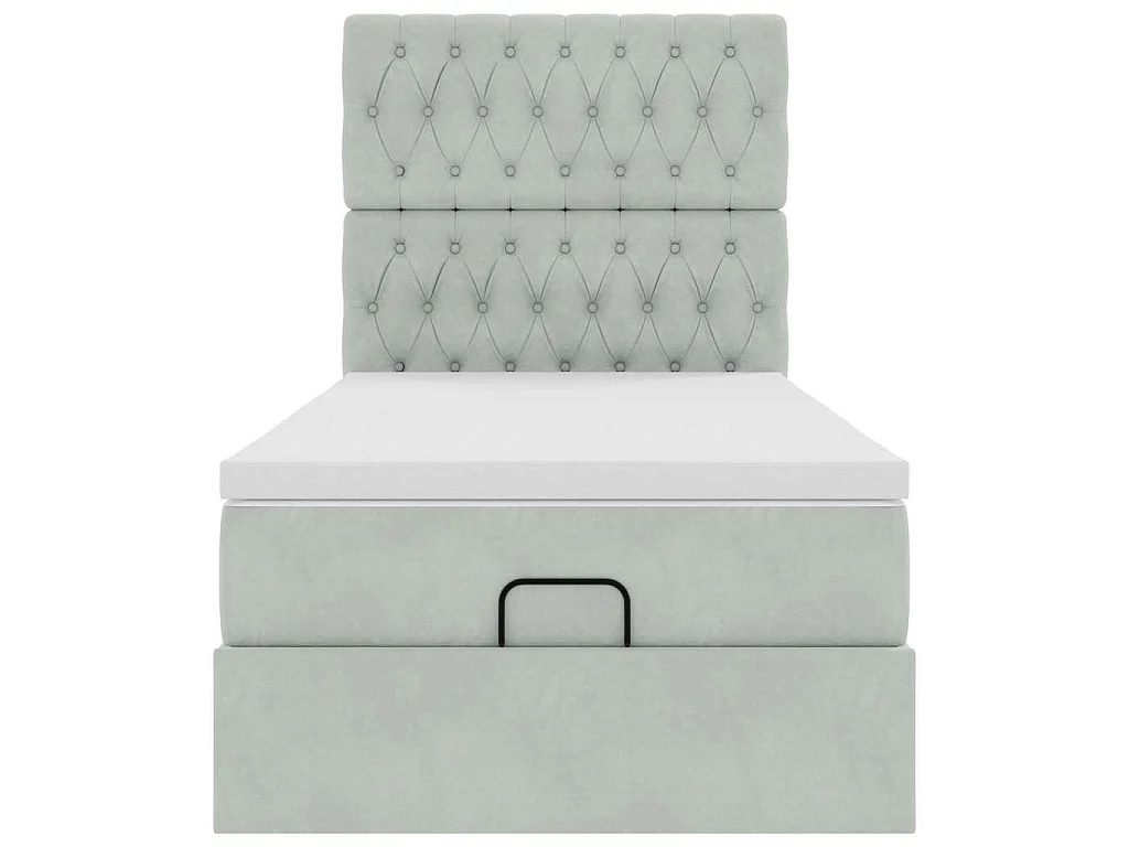 Ottoman-Bett mit Matratzen & LEDs Hellgrau 100x200 cm Samt