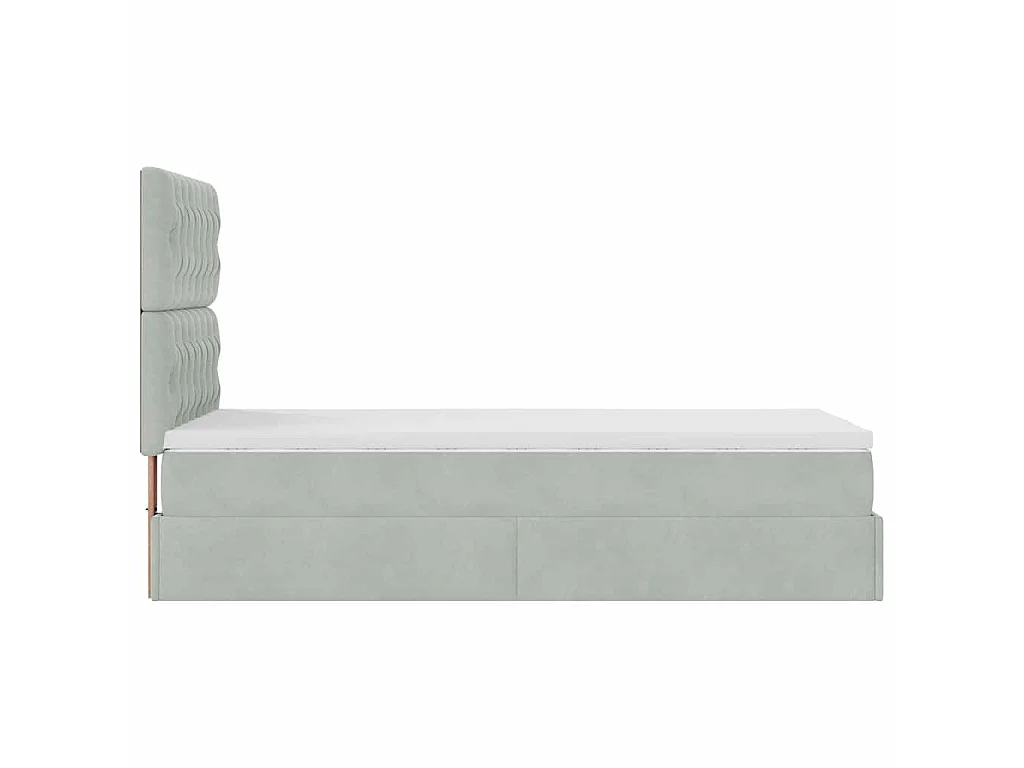 Ottoman-Bett mit Matratzen & LEDs Hellgrau 100x200 cm Samt