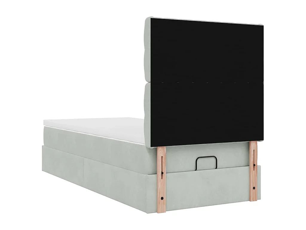 Ottoman-Bett mit Matratzen & LEDs Hellgrau 100x200 cm Samt