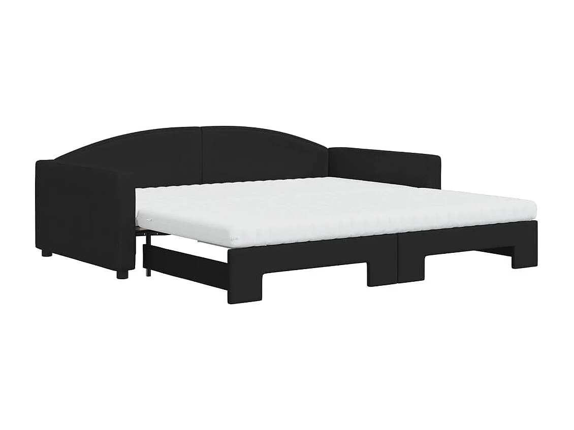 Sofá cama nido con colchón tela negro 100x200 cm