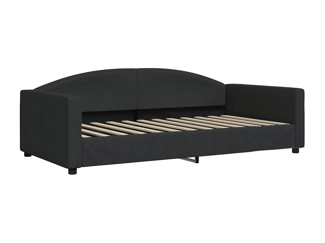 Lit de jour avec gigogne et matelas noir 100x200 cm tissu