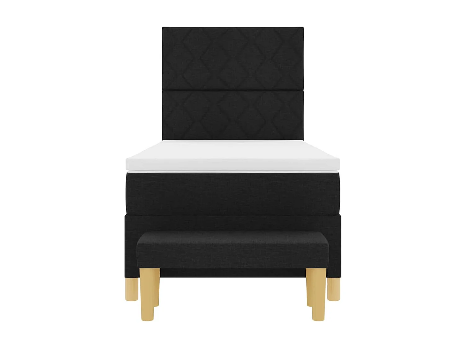 Lit à ressorts avec matelas Noir 90 x 200 cm tissu