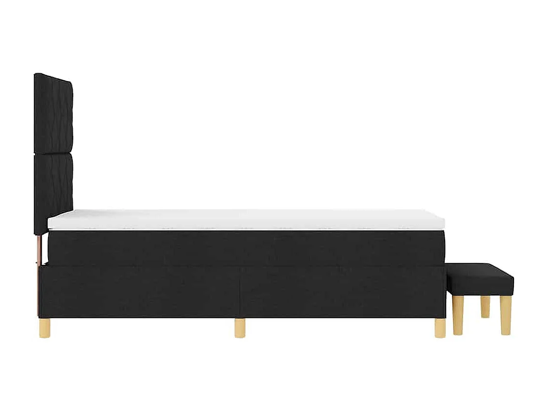 Lit à ressorts avec matelas Noir 90 x 200 cm tissu