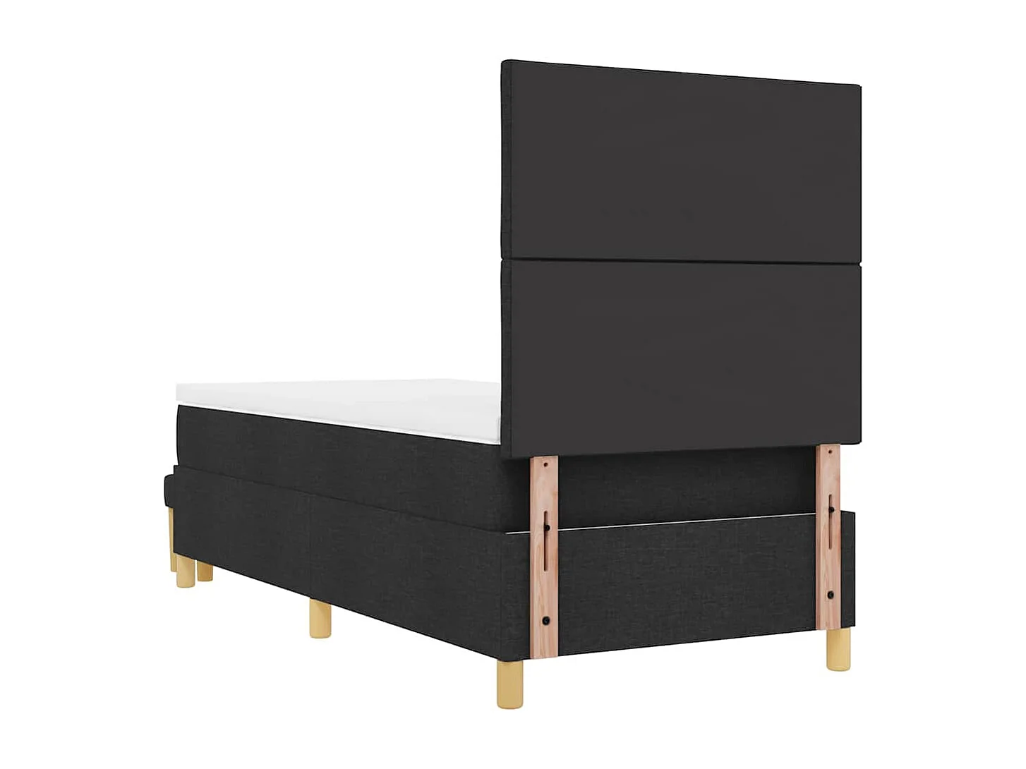 Lit à ressorts avec matelas Noir 90 x 200 cm tissu