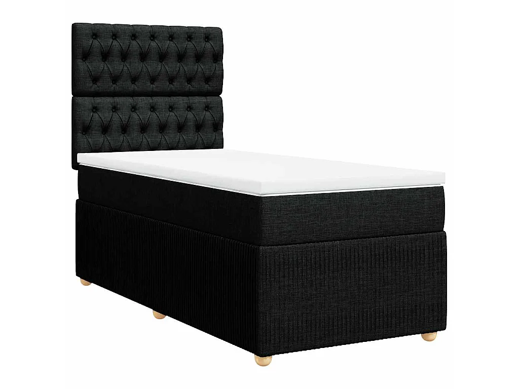 Giroletto a Molle con Materasso Nero 90x200 cm in Tessuto