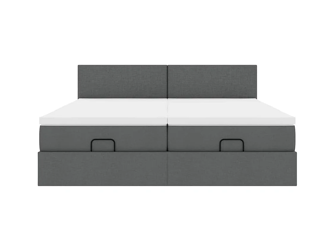 Ottoman-Bett mit Matratzen & LEDs Dunkelgrau 180x200 cm Stoff