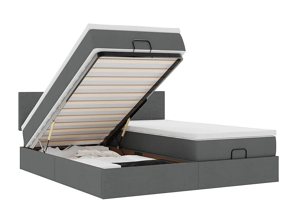 Ottoman bed met matrassen en LED's 180x200cm stof donkergrijs