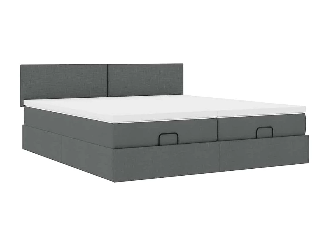 Ottoman bed met matrassen en LED's 180x200cm stof donkergrijs