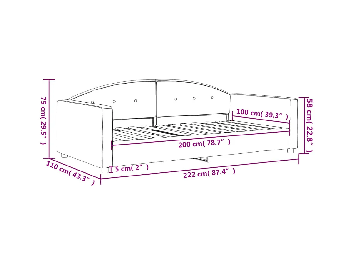 Letto da Giorno Grigio Scuro 100x200 cm in Velluto