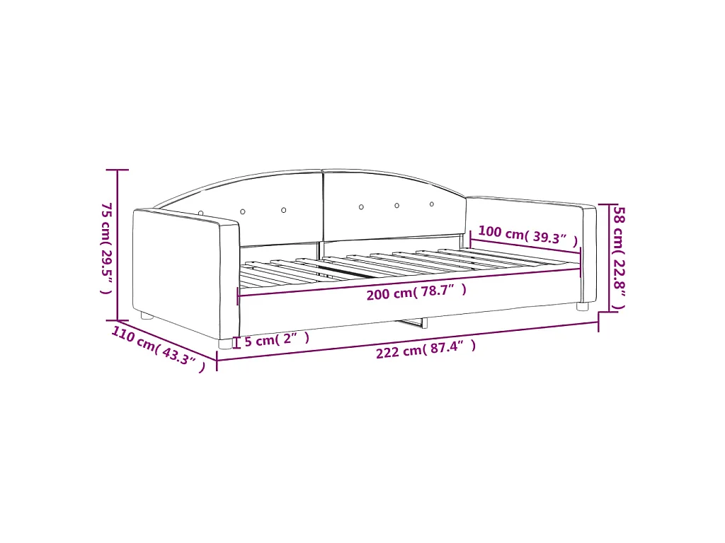 Sofá-cama 100x200 cm veludo cinzento-escuro