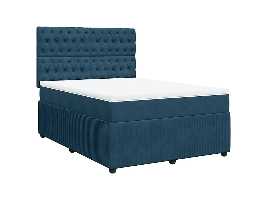 Giroletto a Molle con Materasso Blu Scuro 140x190 cm in Velluto