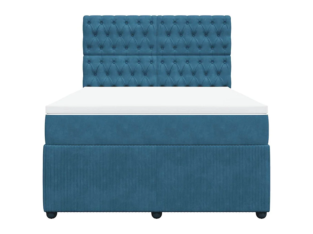 Giroletto a Molle con Materasso Blu Scuro 140x190 cm in Velluto