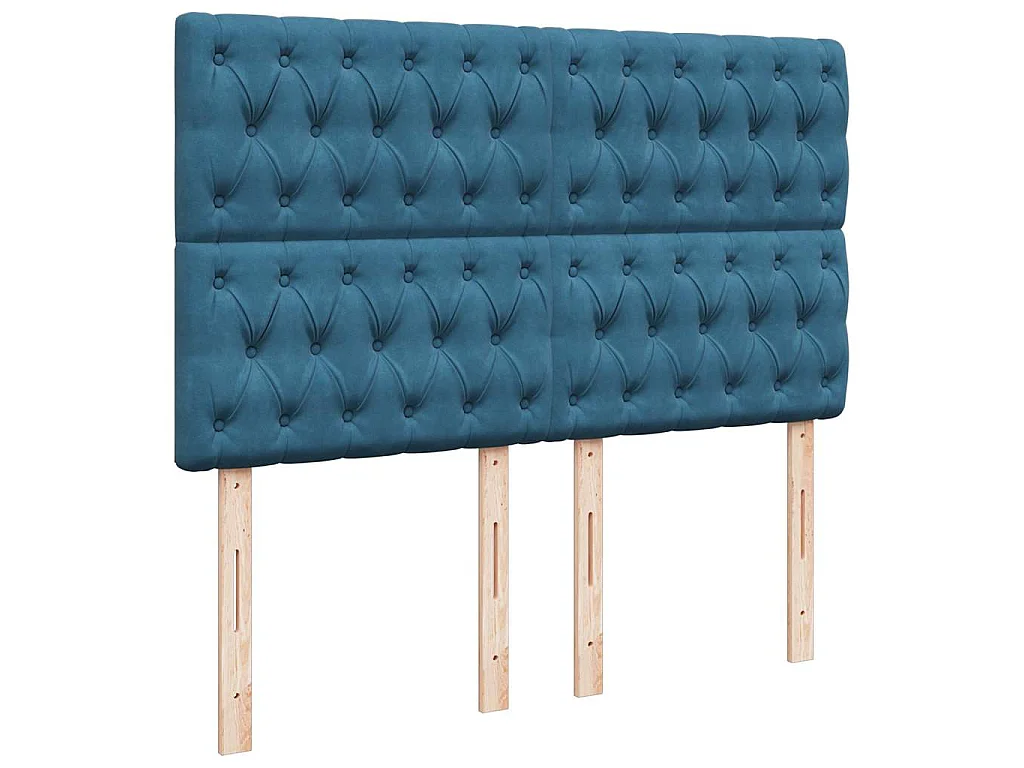 Giroletto a Molle con Materasso Blu Scuro 140x190 cm in Velluto