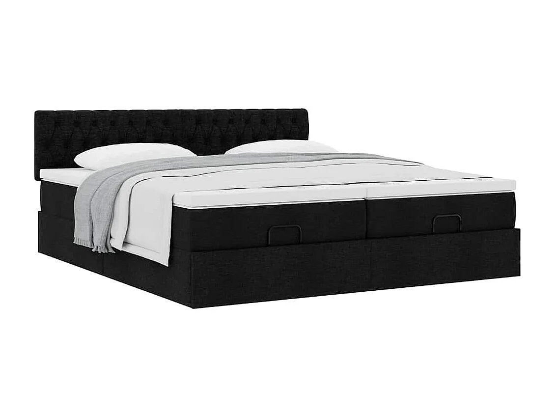 Ottoman bed met matrassen 180x200cm stof zwart