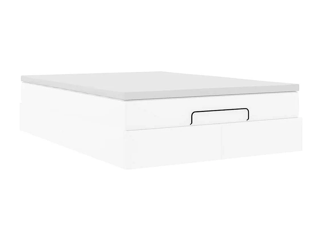 Struttura Letto Pouf con Materasso Bianco 140x190 cm Similpelle