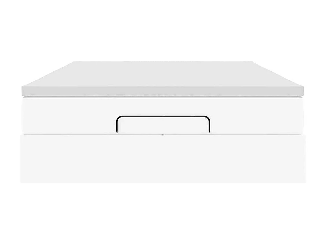 Struttura Letto Pouf con Materasso Bianco 140x190 cm Similpelle