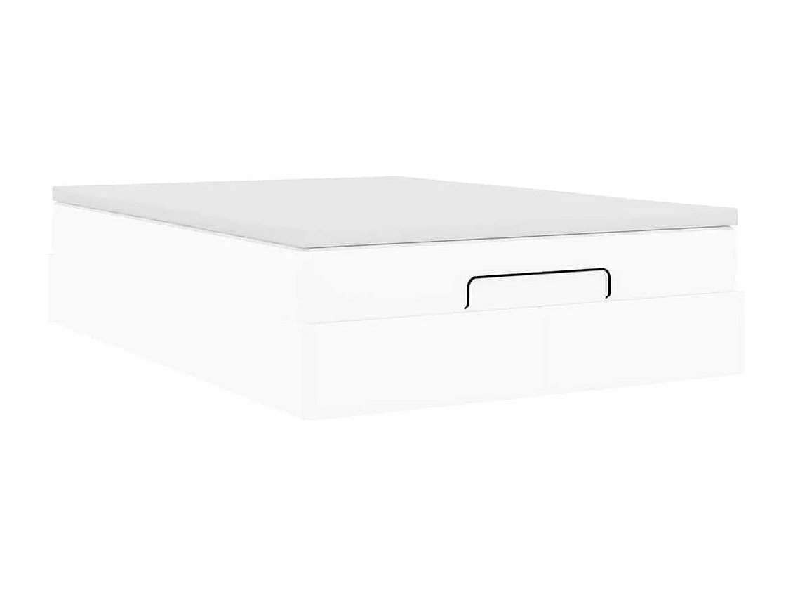 Cadre de lit ottoman avec matelas blanc 140x190 cm similicuir