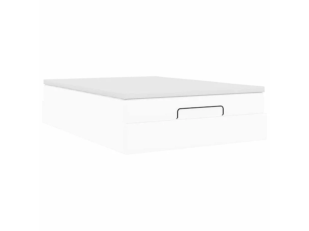 Cadre de lit ottoman avec matelas blanc 140x190 cm similicuir