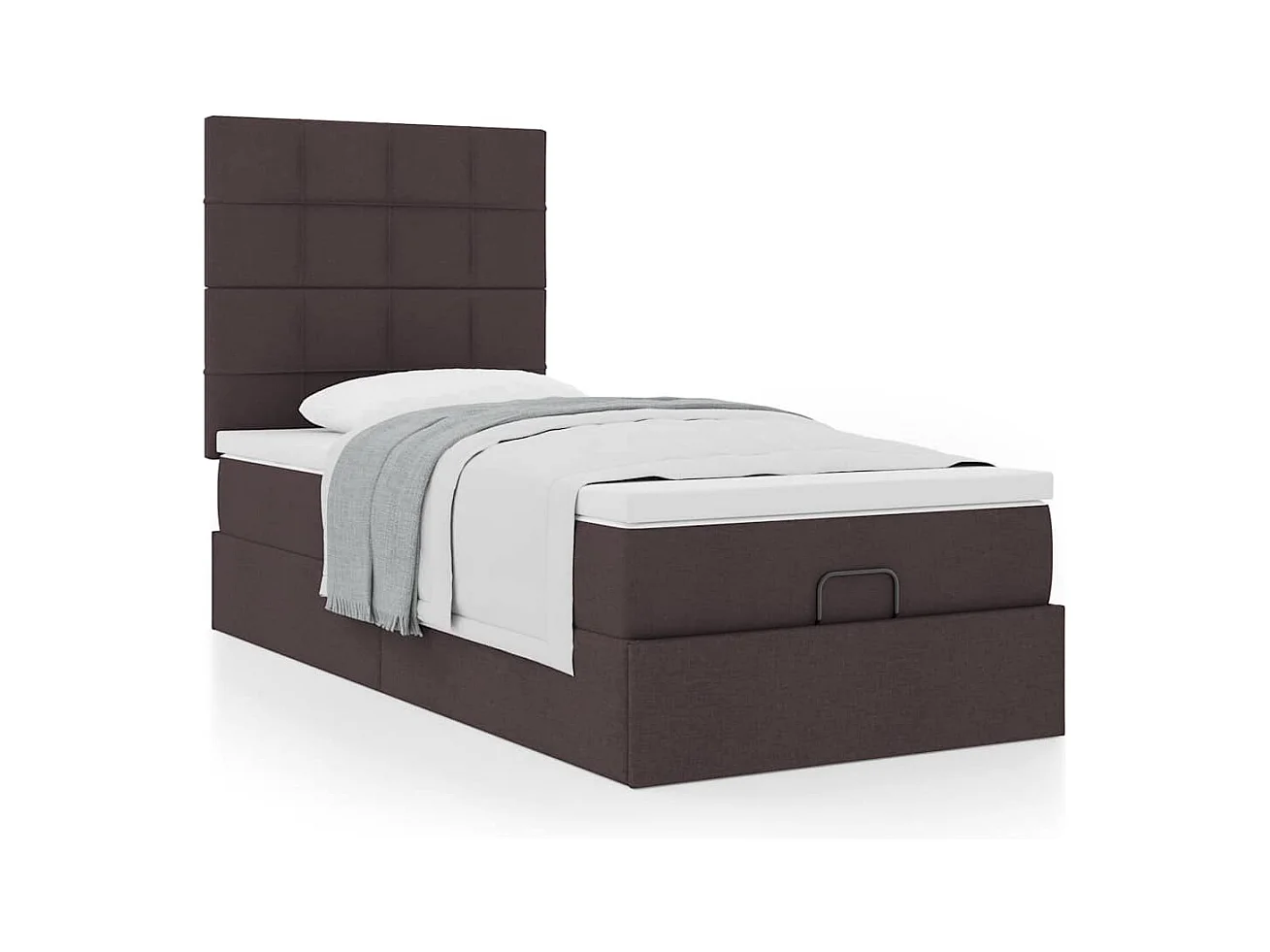 Lit ottoman avec matelas marron foncé 100x200 cm tissu