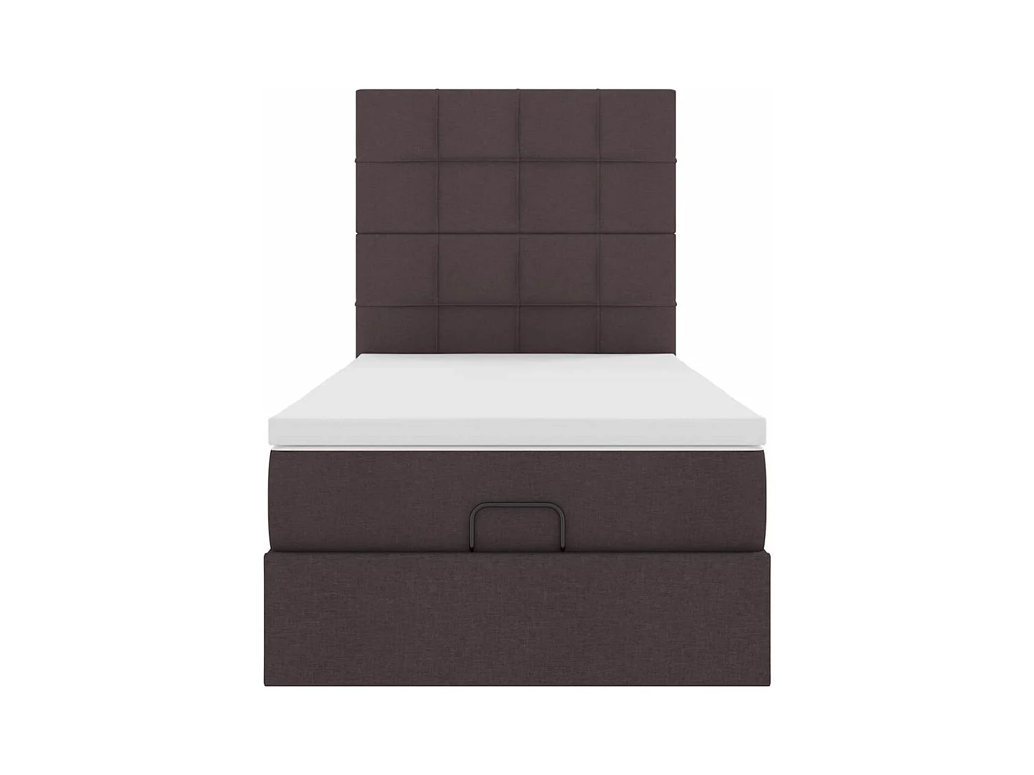 Lit ottoman avec matelas marron foncé 100x200 cm tissu
