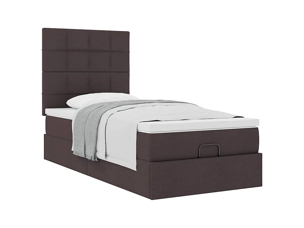 Ottoman-Bett mit Matratze Dunkelbraun 100x200 cm Stoff