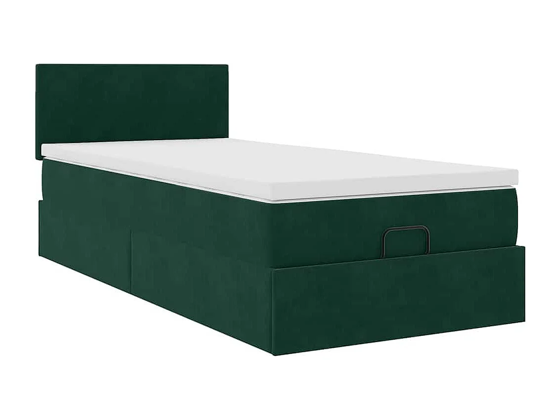 Ottoman bed met matras 90x200cm fluweel donkergroen