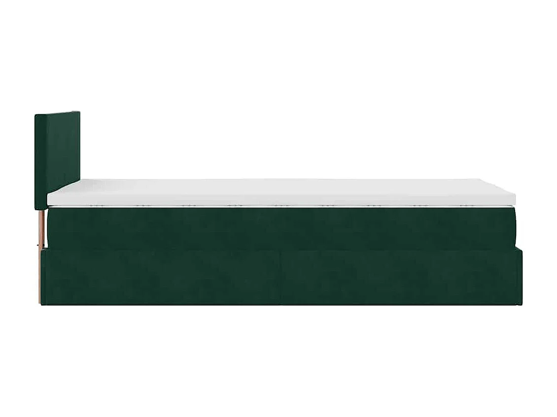 Ottoman bed met matras 90x200cm fluweel donkergroen