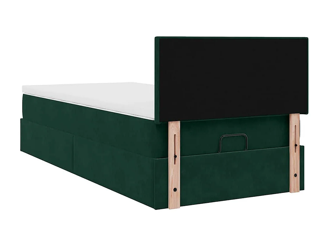 Ottoman bed met matras 90x200cm fluweel donkergroen