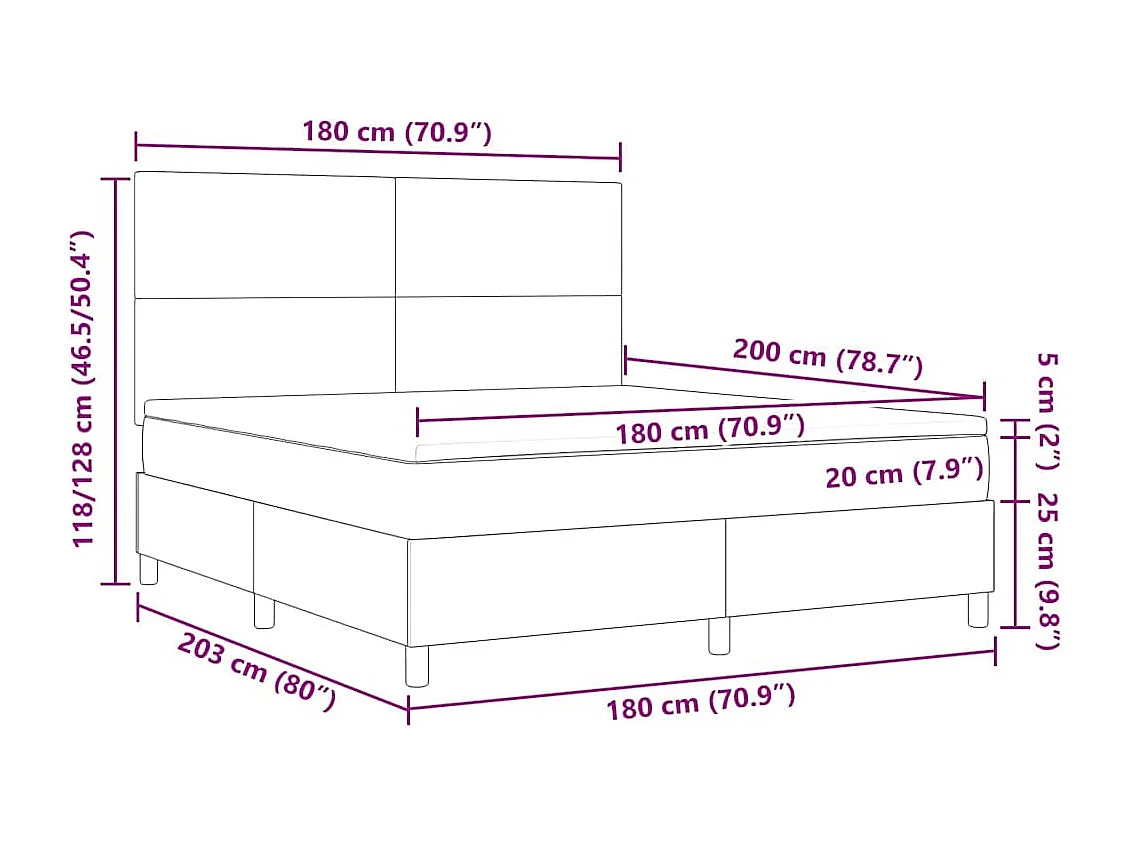 Boxspringbett Hellgrau und Weiß 180 x 200 cm Cordstoff