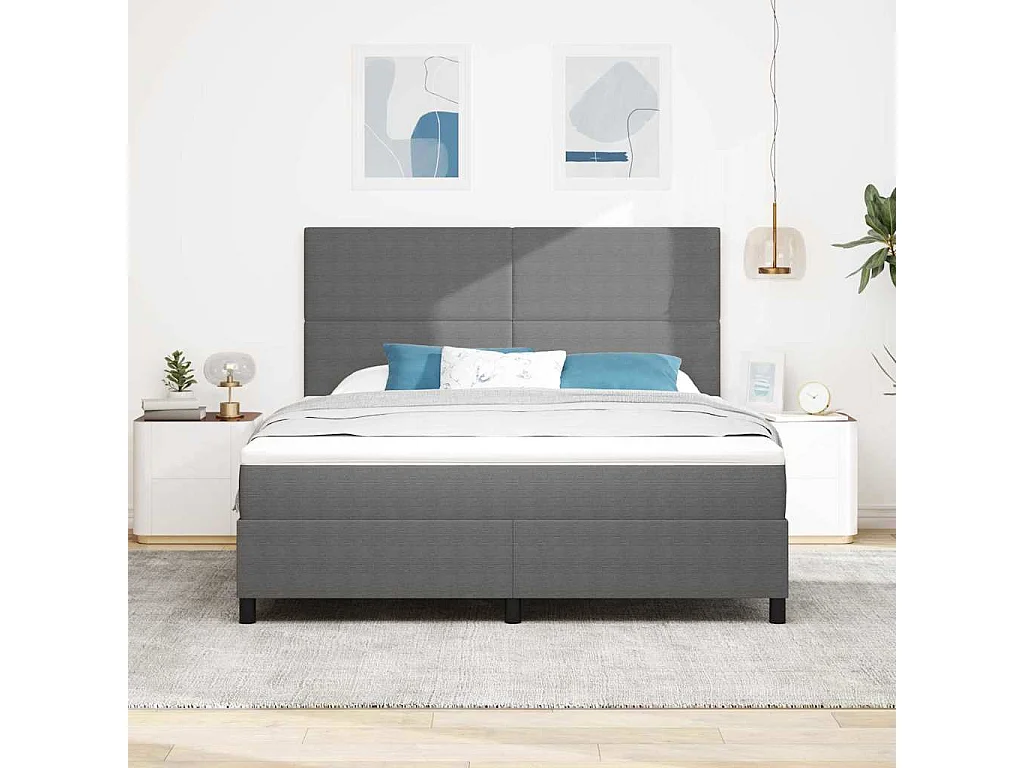 Boxspringbett Hellgrau und Weiß 180 x 200 cm Cordstoff